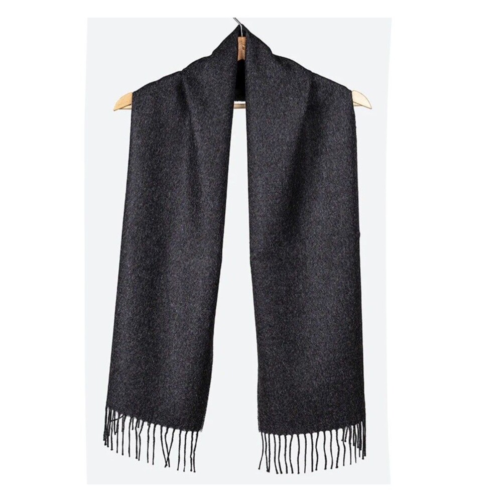 Anntarah Handmade Baby Alpaca Made In Peru Dark Gray Heather 12.5” X 70”  $249